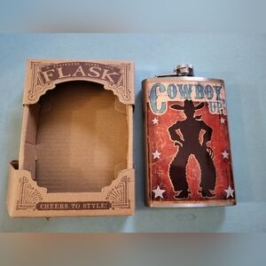 New Cowboy Up Steel Flask 8oz